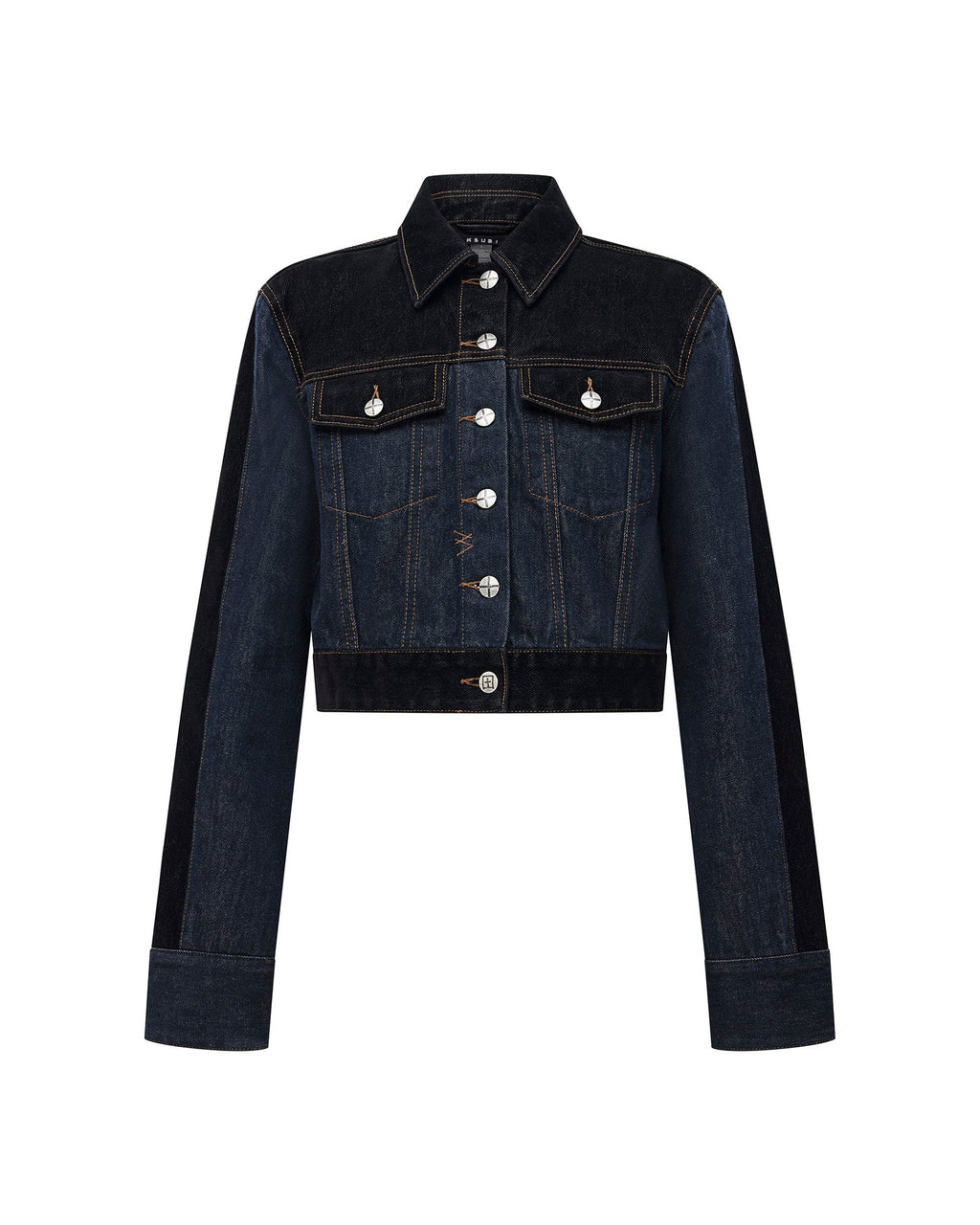 Womens Slim Trucker Jacket Vixen Spliced Slim Jackets - Black