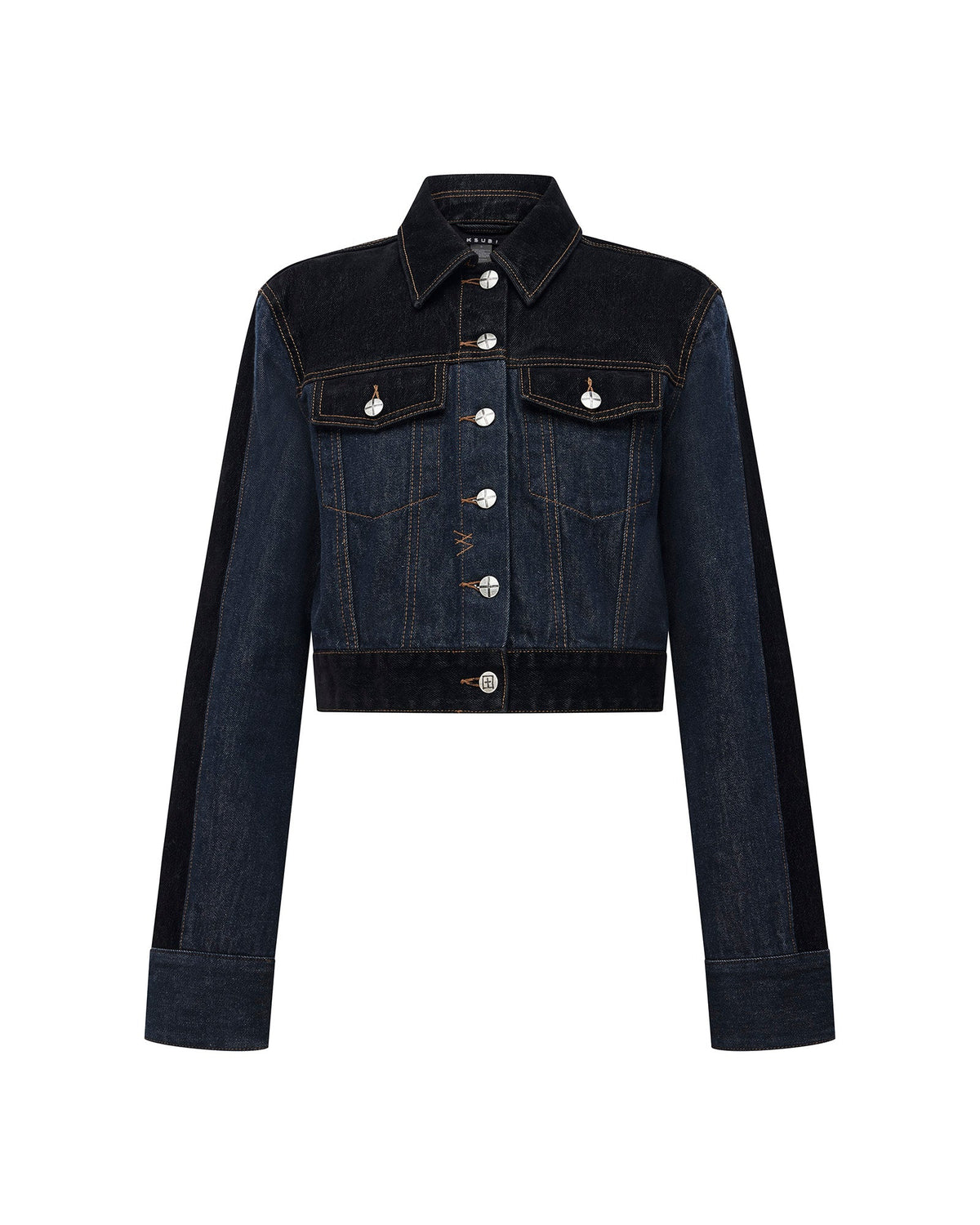 Womens Slim Trucker Jacket Vixen Spliced Slim Jackets - Black