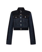 Womens Slim Trucker Jacket Vixen Spliced Slim Jackets - Black