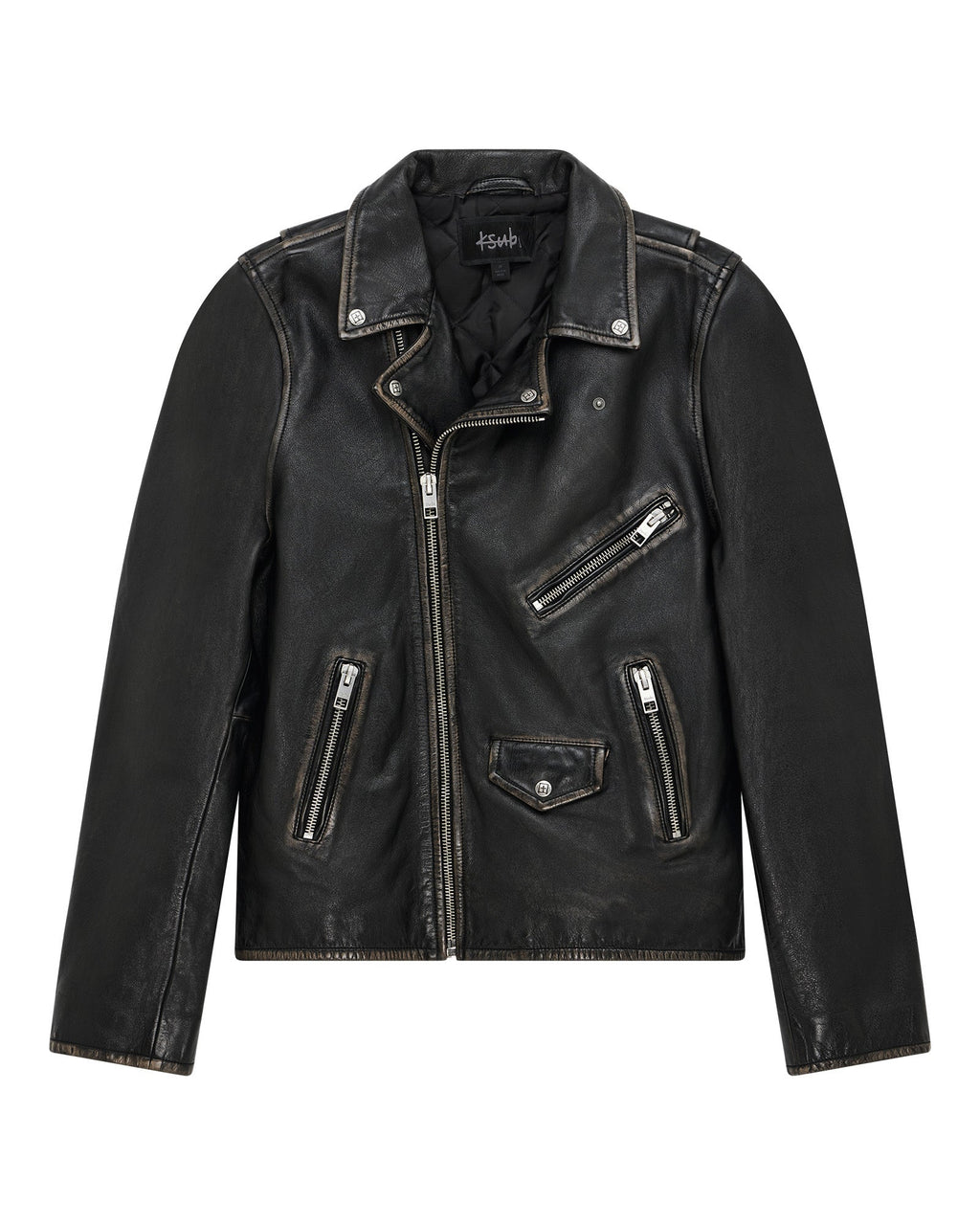 Mens Sott Capitol Leather Jacket Black Regular Jackets - Black