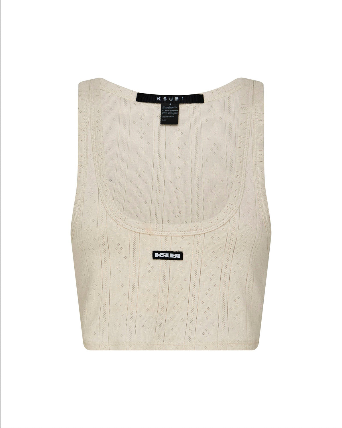 Womens Sott Origin Crop Tank Cream Fitted Fashion Tops - White