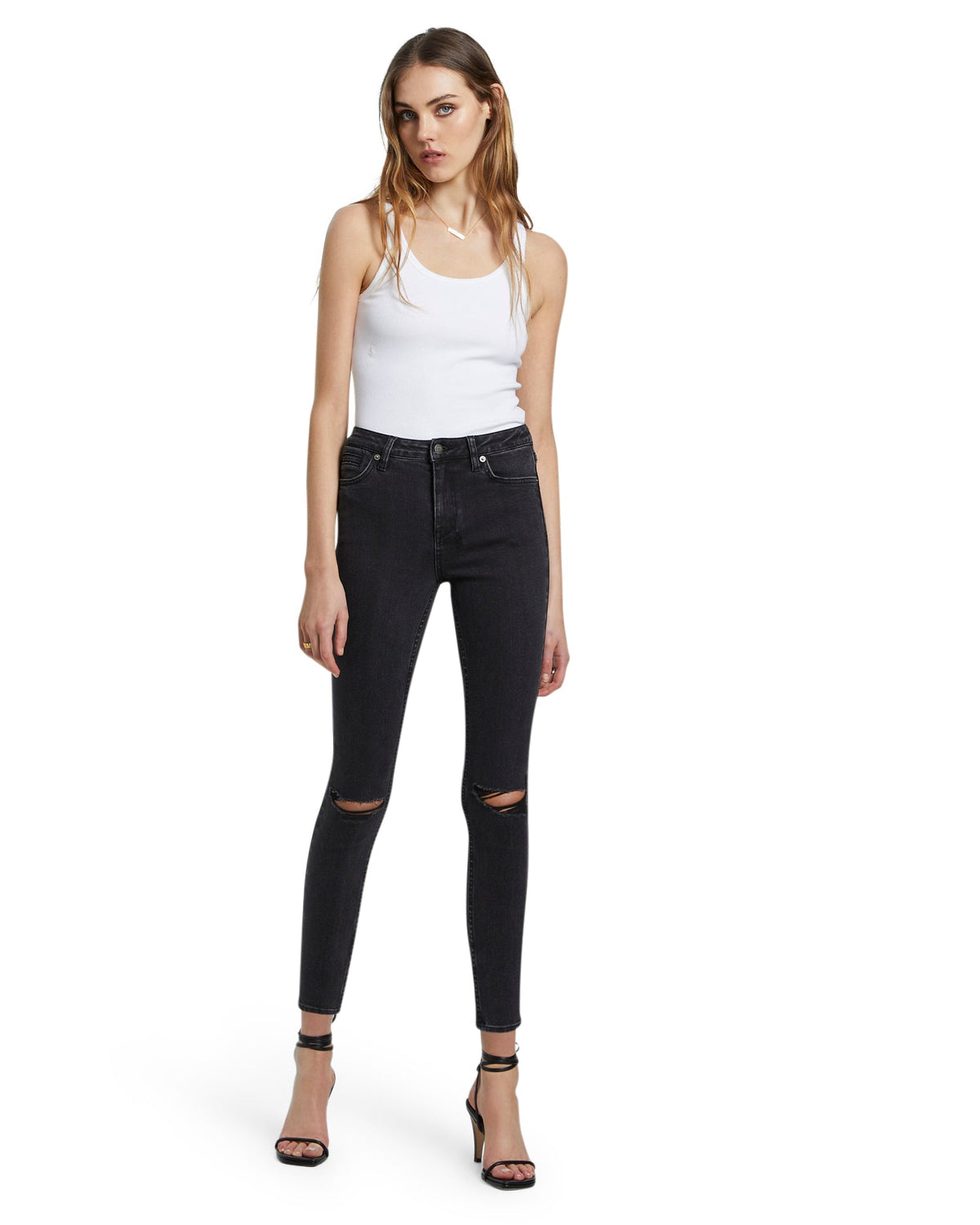 Womens Spray On Hell Cat Ripped Skinny Denim Jeans - Black