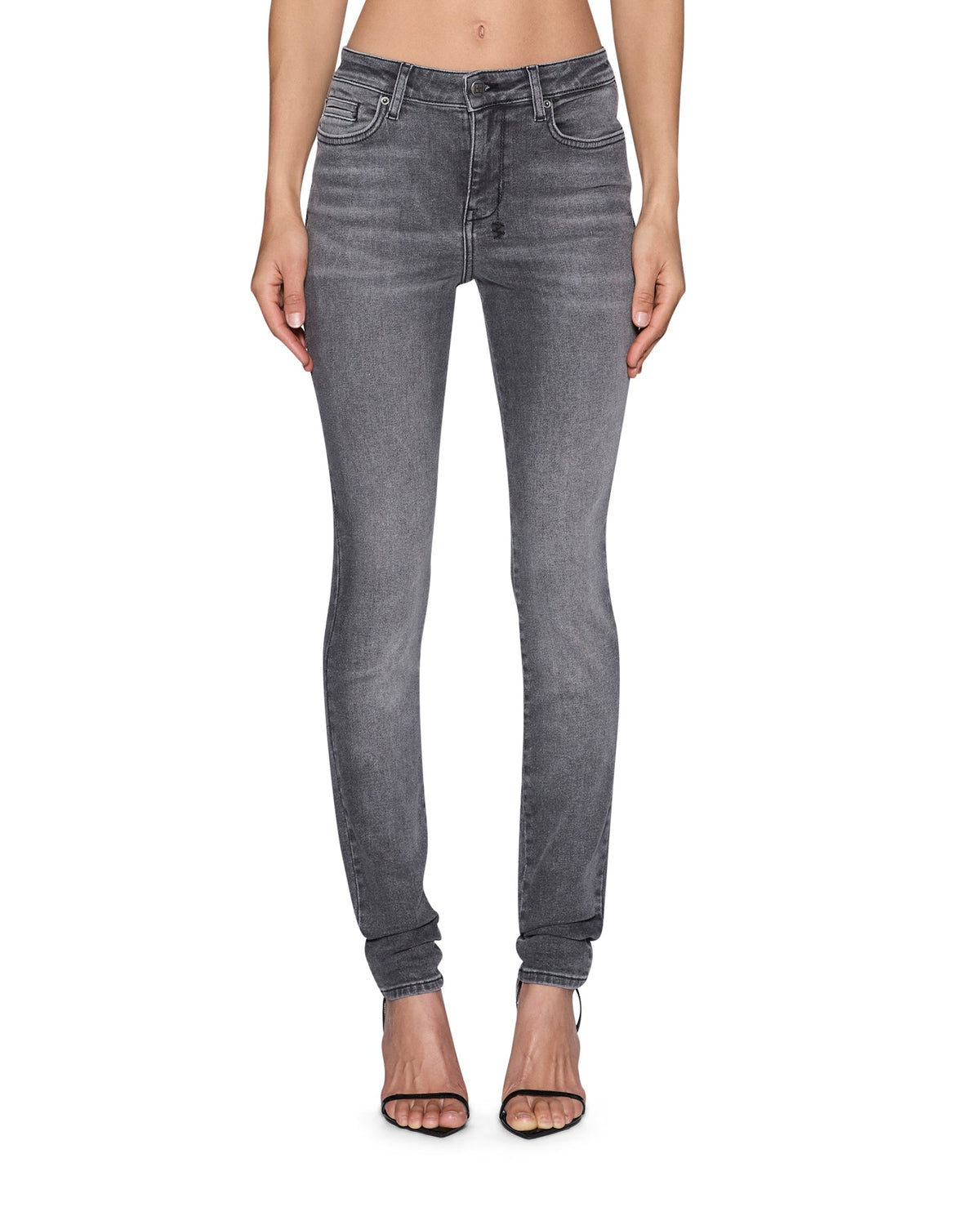 Womens Spray On Xtra Glitch Grey Denim Jeans - Grey