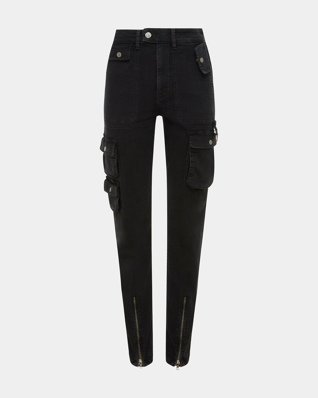 Womens Straight Up Stealth Cargo Slim Straight Denim Jeans - Black
