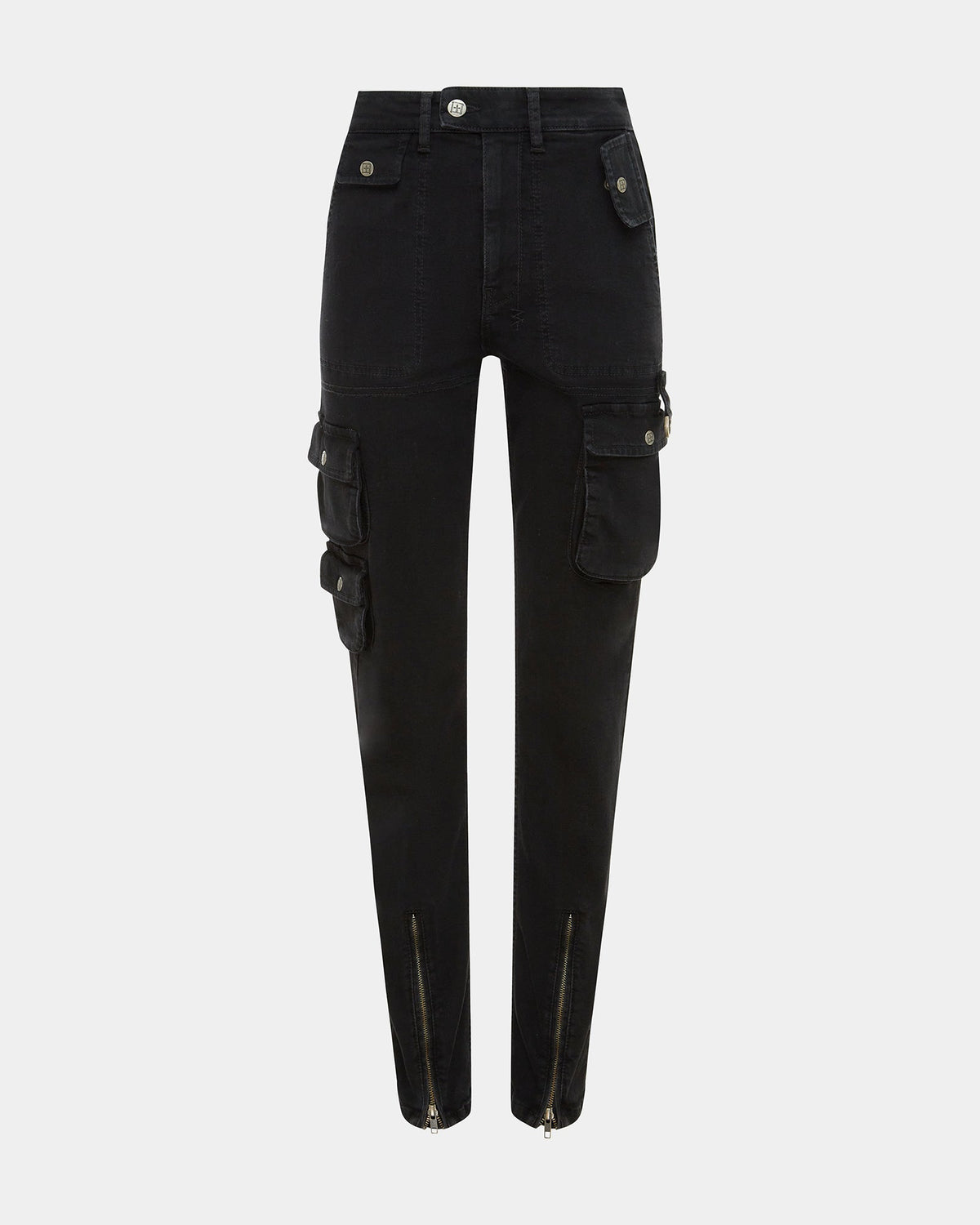 Womens Straight Up Stealth Cargo Slim Straight Denim Jeans - Black