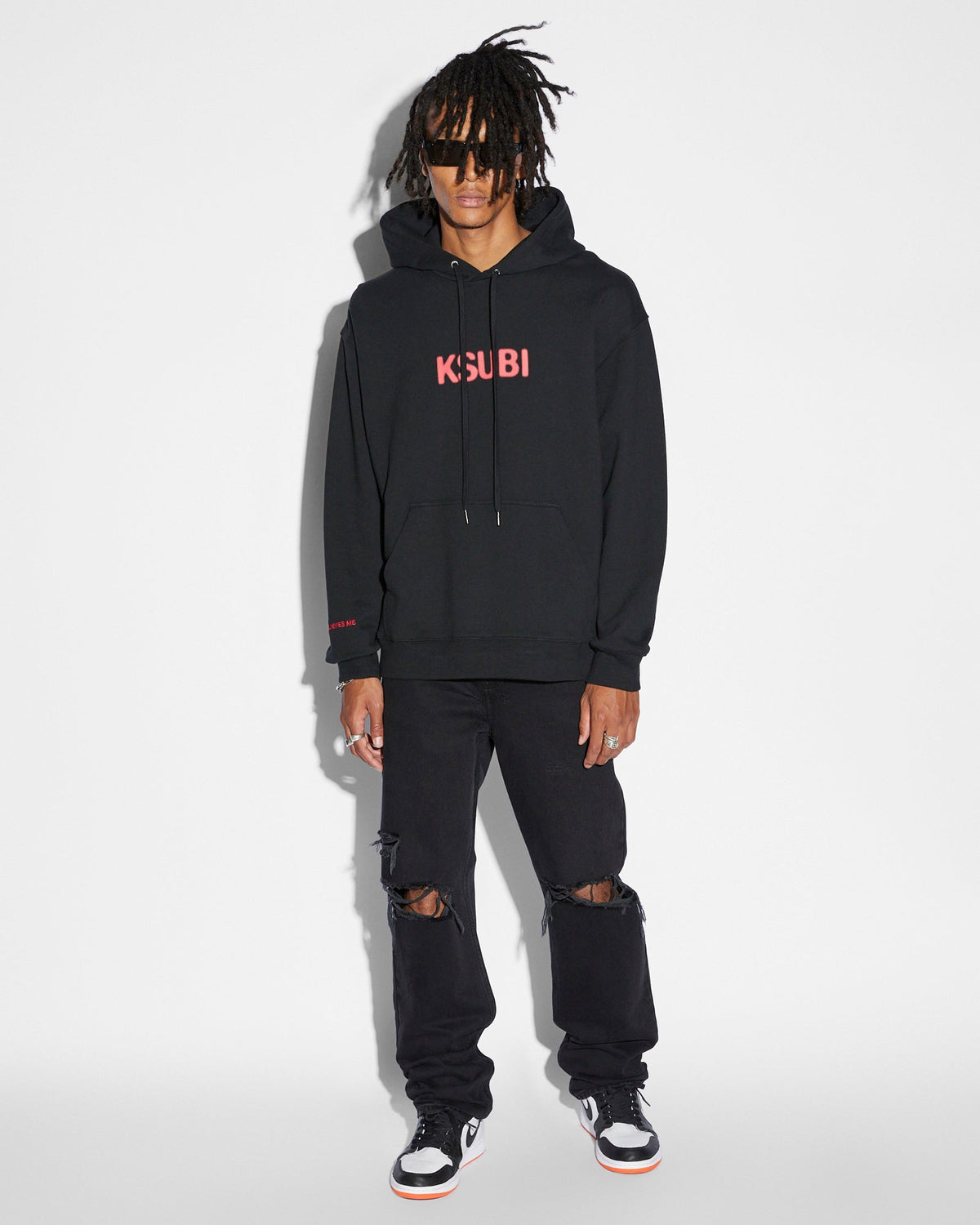 Mens Anti K Trashed Black Relaxed Denim Jeans - Black