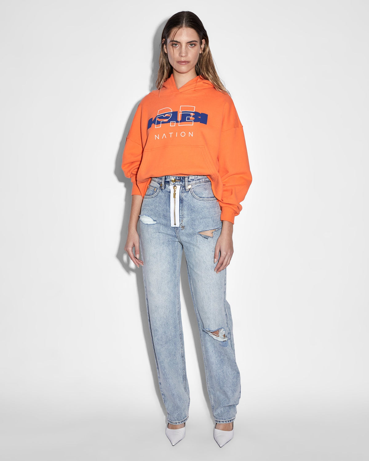 Womens Ksubi X P.e Nation Playback Zipped N Ripped Straight Denim Jeans - Denim