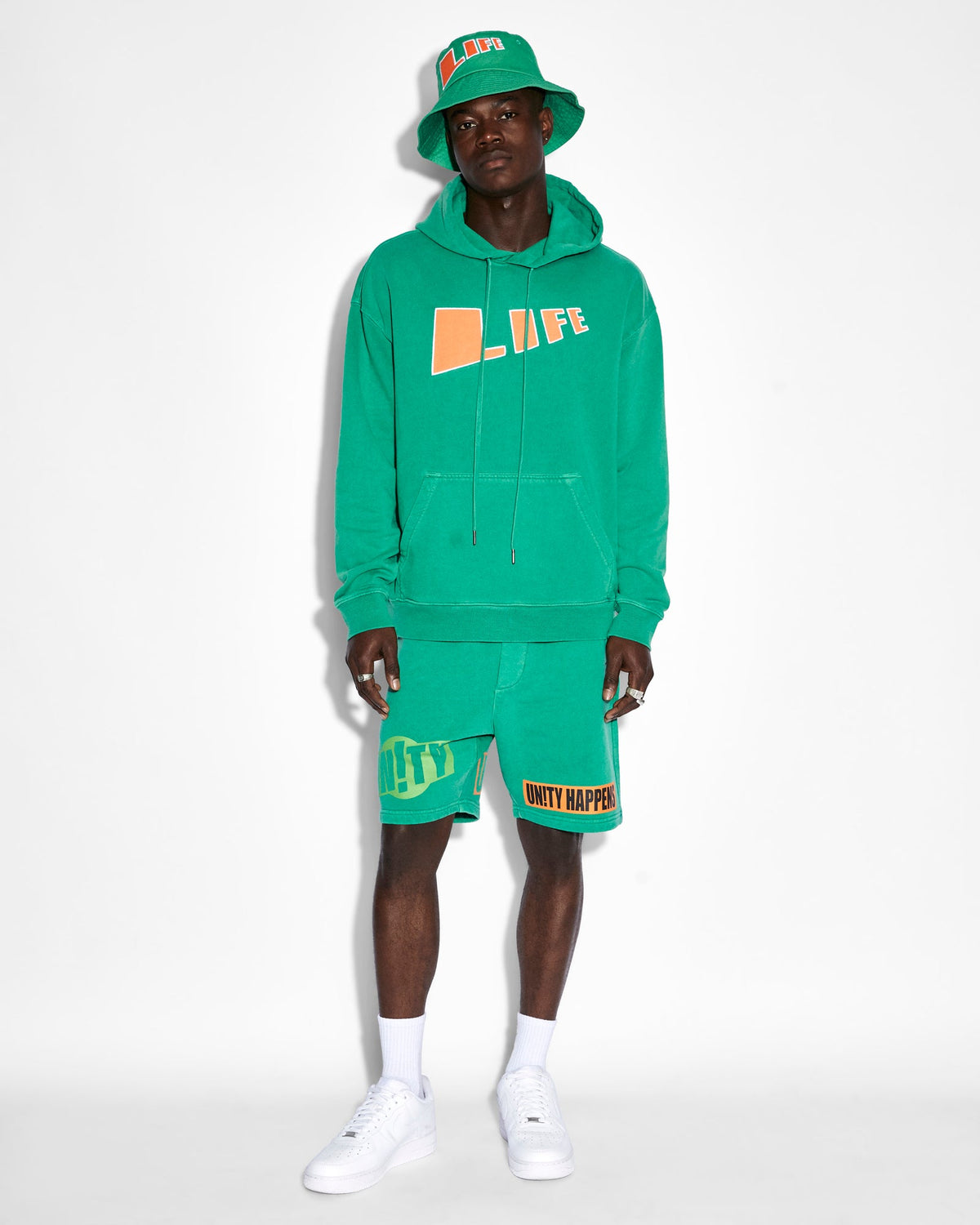 Mens Life Biggie Hoodie Cali Oversized Fleece - Green