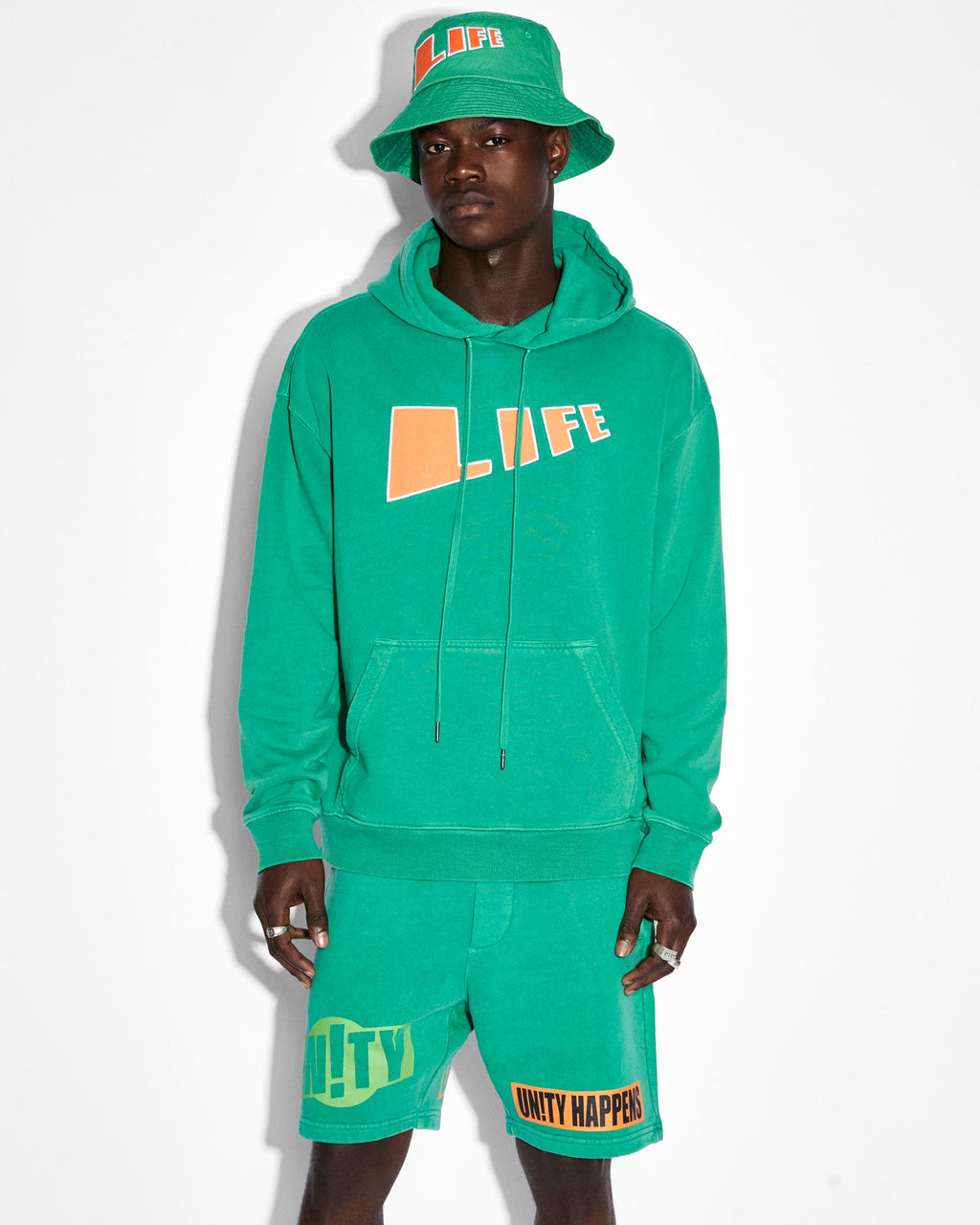 Mens Life Biggie Hoodie Cali Oversized Fleece - Green
