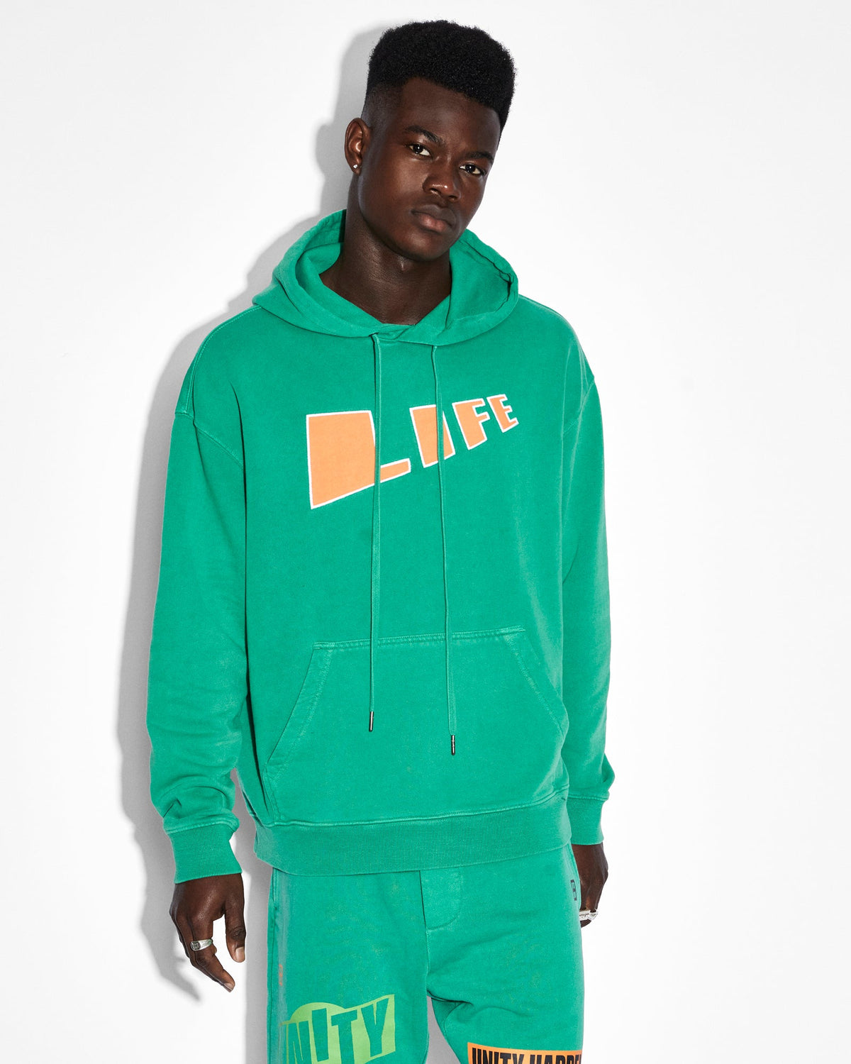 Mens Life Biggie Hoodie Cali Oversized Fleece - Green