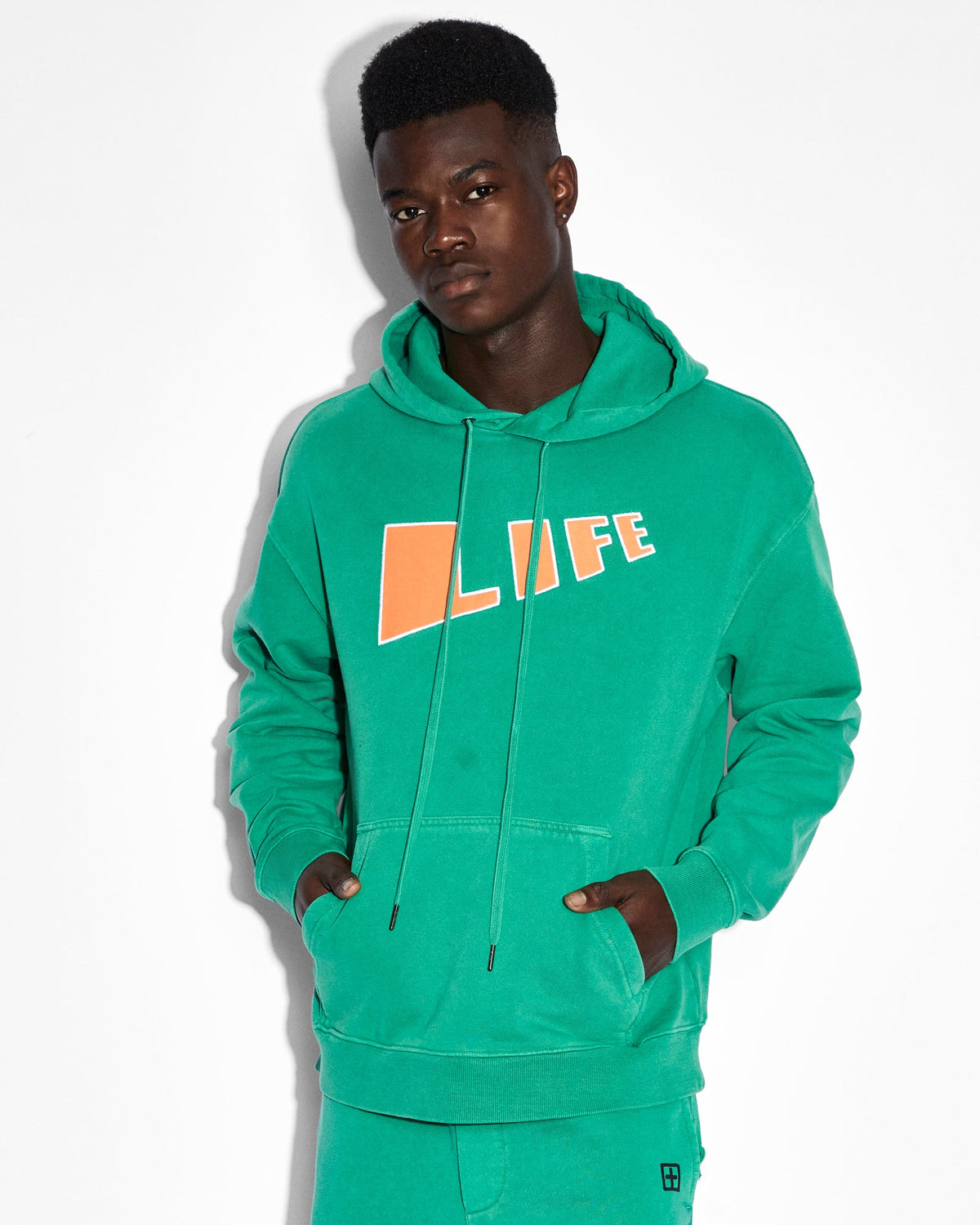 Mens Life Biggie Hoodie Cali Oversized Fleece - Green
