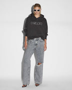 Womens Low Rider Dime Sliced Baggy Denim Jeans - Grey