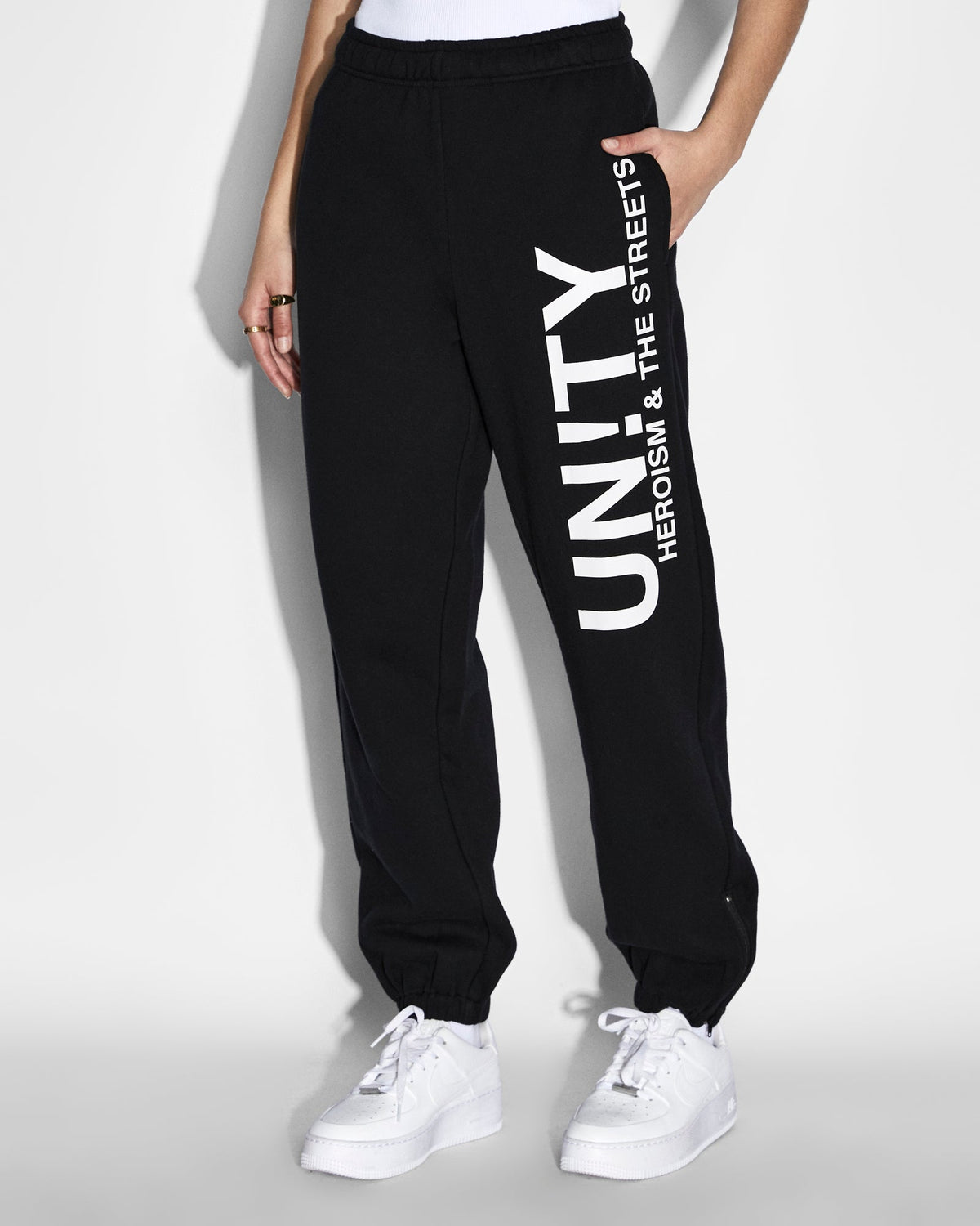 Womens Unity Zip Trax Black Relaxed Pants - Black