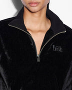 Womens Richie Half Zip Crop Black Boxy Fleece - Black