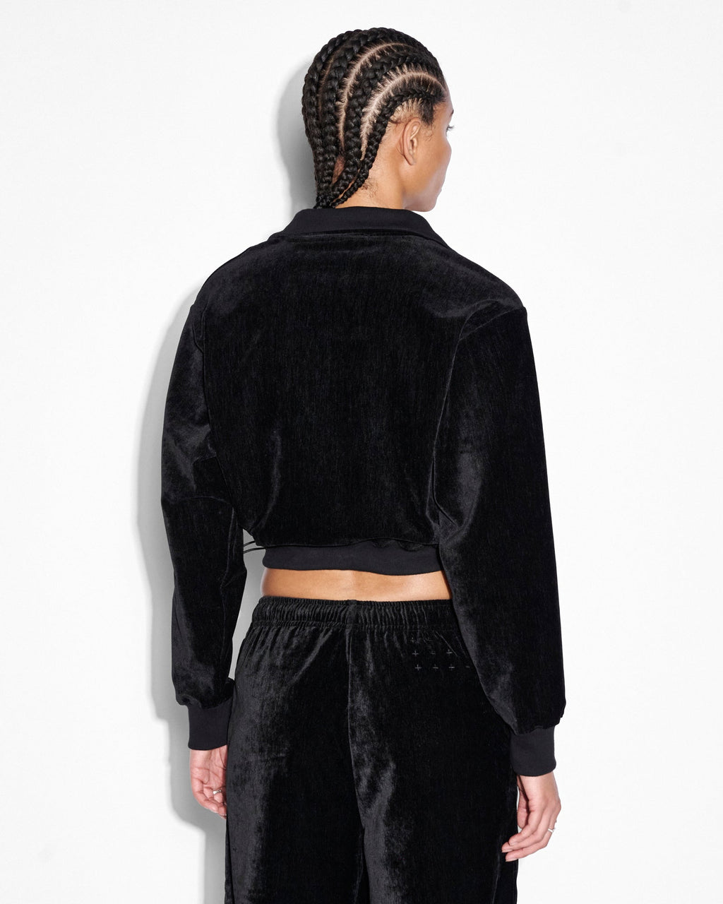 Womens Richie Half Zip Crop Black Boxy Fleece - Black