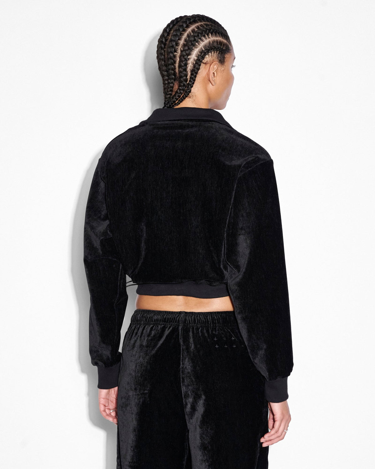 Womens Richie Half Zip Crop Black Boxy Fleece - Black