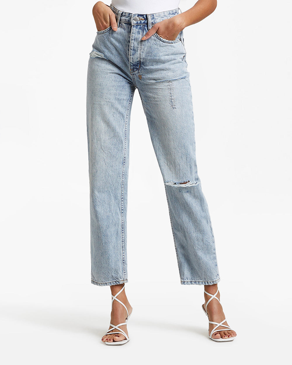 Womens Brooklyn Jean Skream Trashed Straight Denim Jeans - Denim
