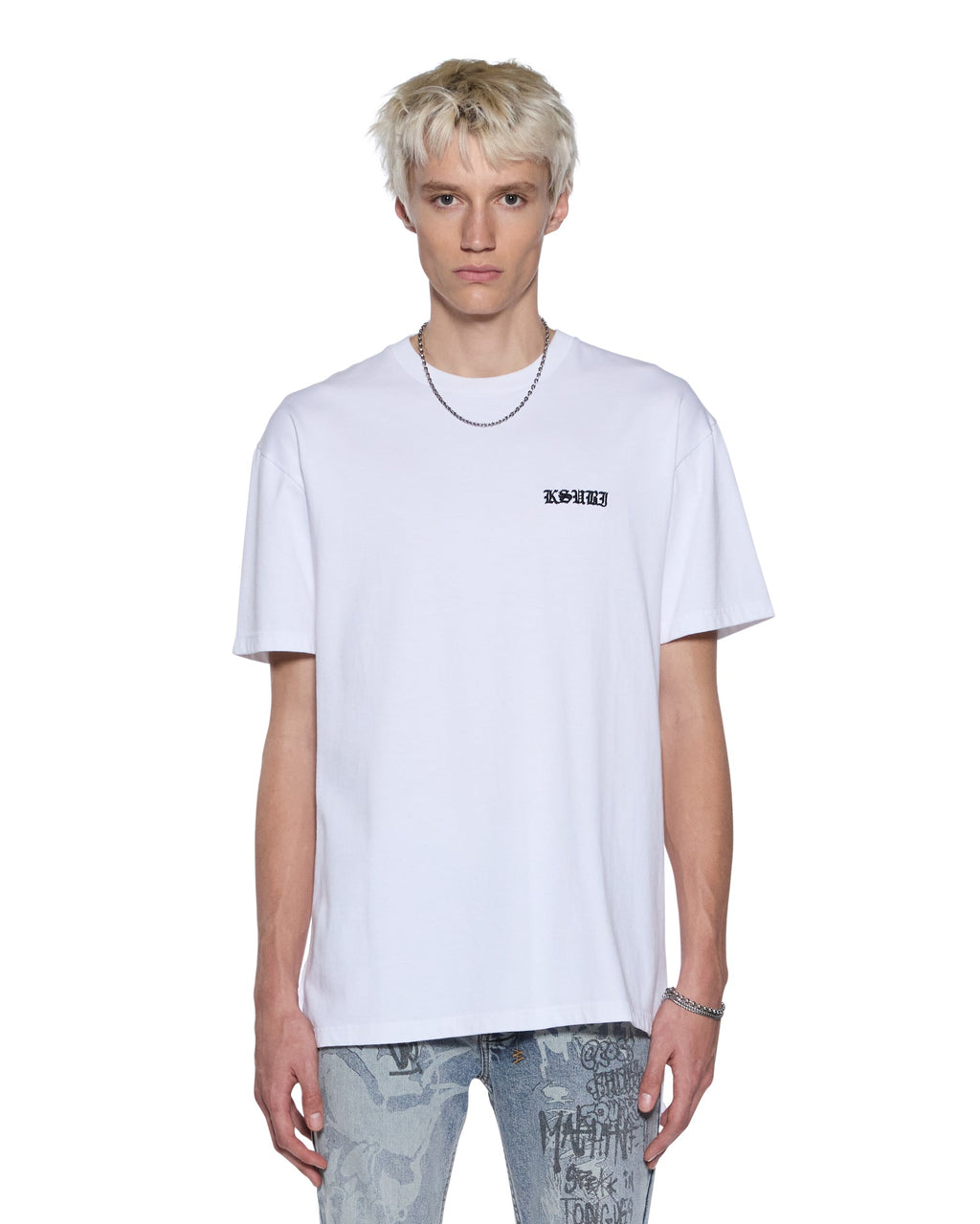Mens Haunted Biggie Ss Tee White Oversized Tees - White