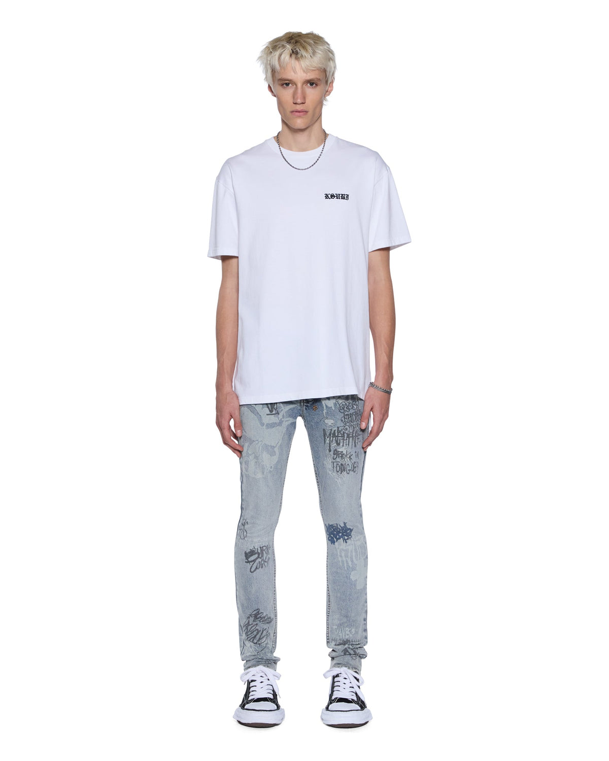 Mens Haunted Biggie Ss Tee White Oversized Tees - White