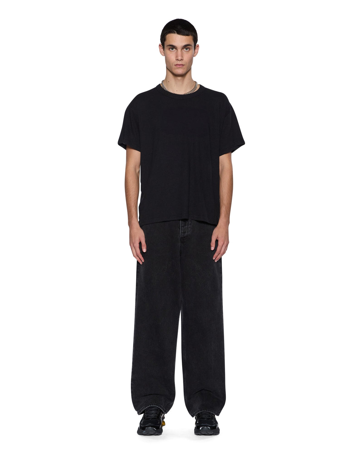 Mens Slub Sid Ss Tee Black Slim Tees - Black