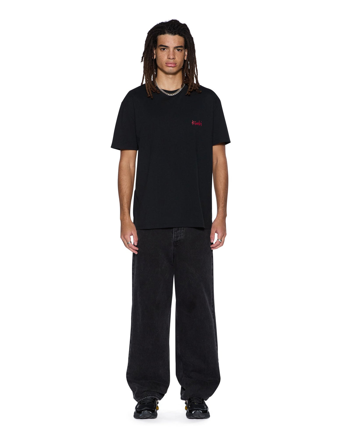Mens All Day Biggie Ss Tee Red Oversized Tees - Black