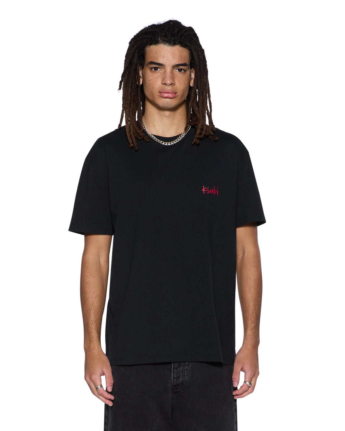 Mens All Day Biggie Ss Tee Red Oversized Tees - Black
