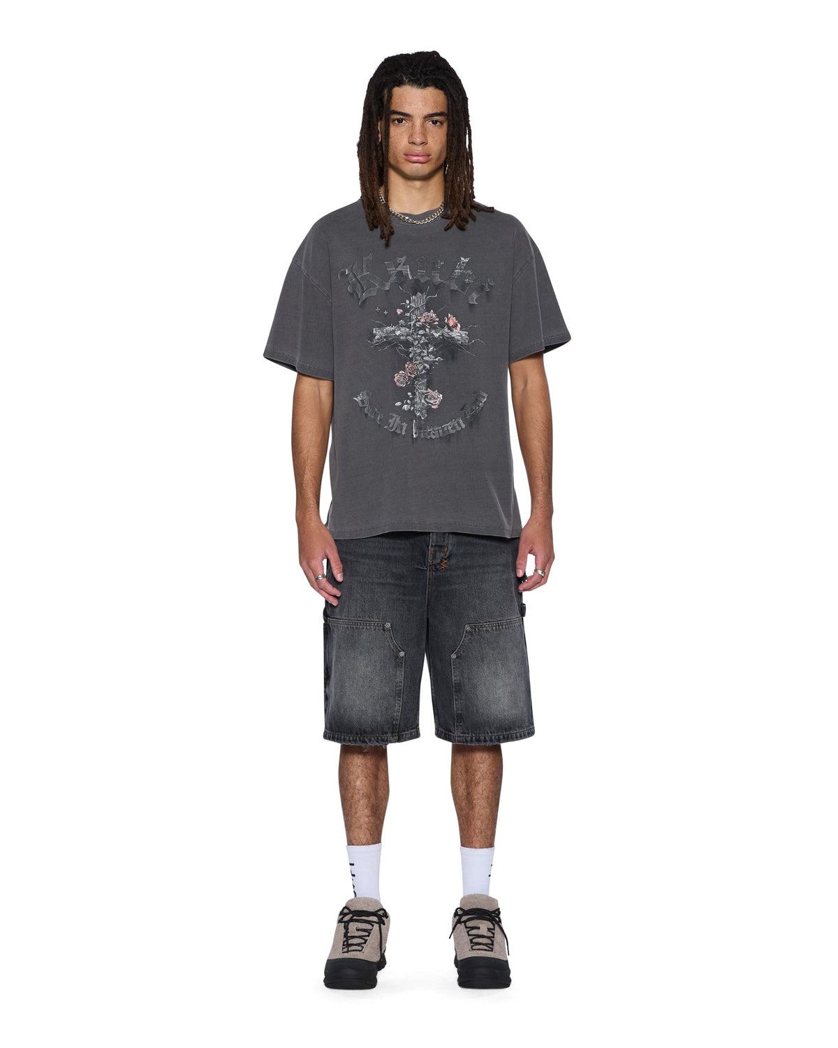 Mens Thorned Ekcess Ss Tee Charcoal Oversized Tees - Grey