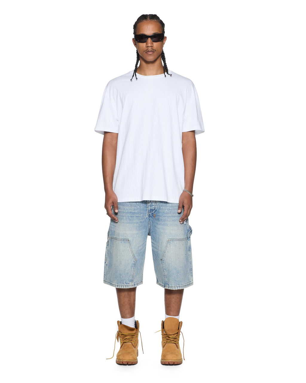Mens 4x4 Biggie Ss Tee Tru White/blue Oversized Tees - White