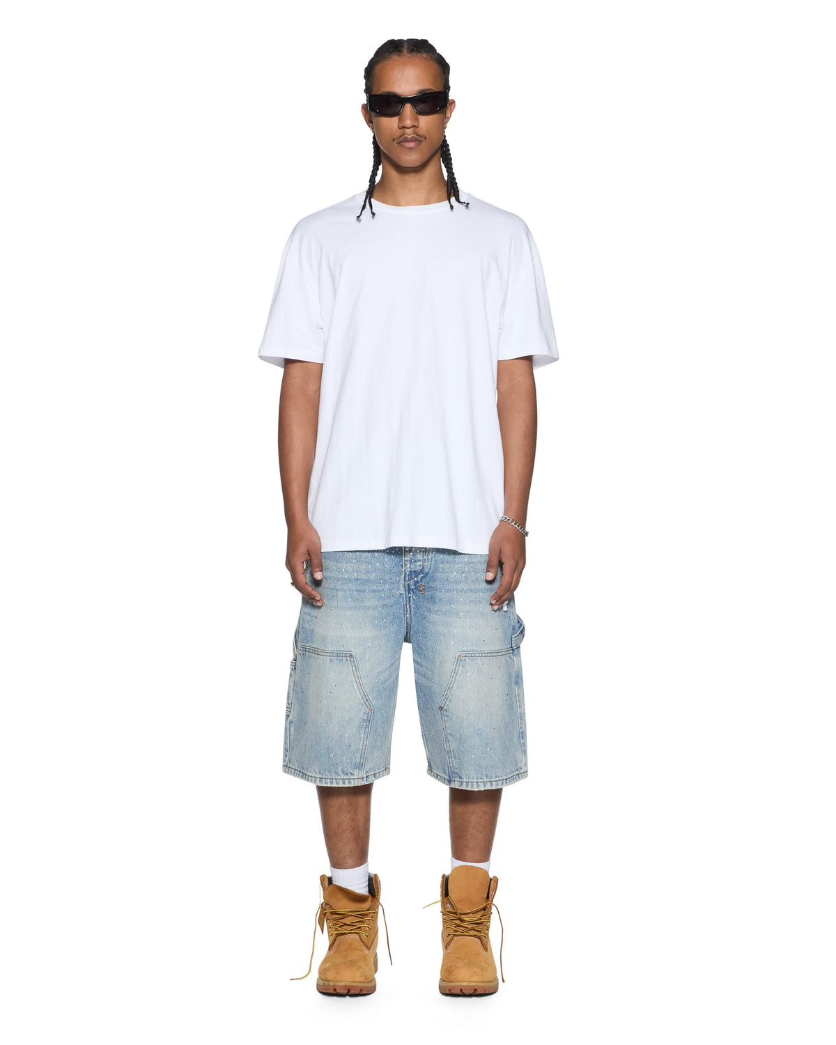 Mens 4x4 Biggie Ss Tee Tru White/blue Oversized Tees - White