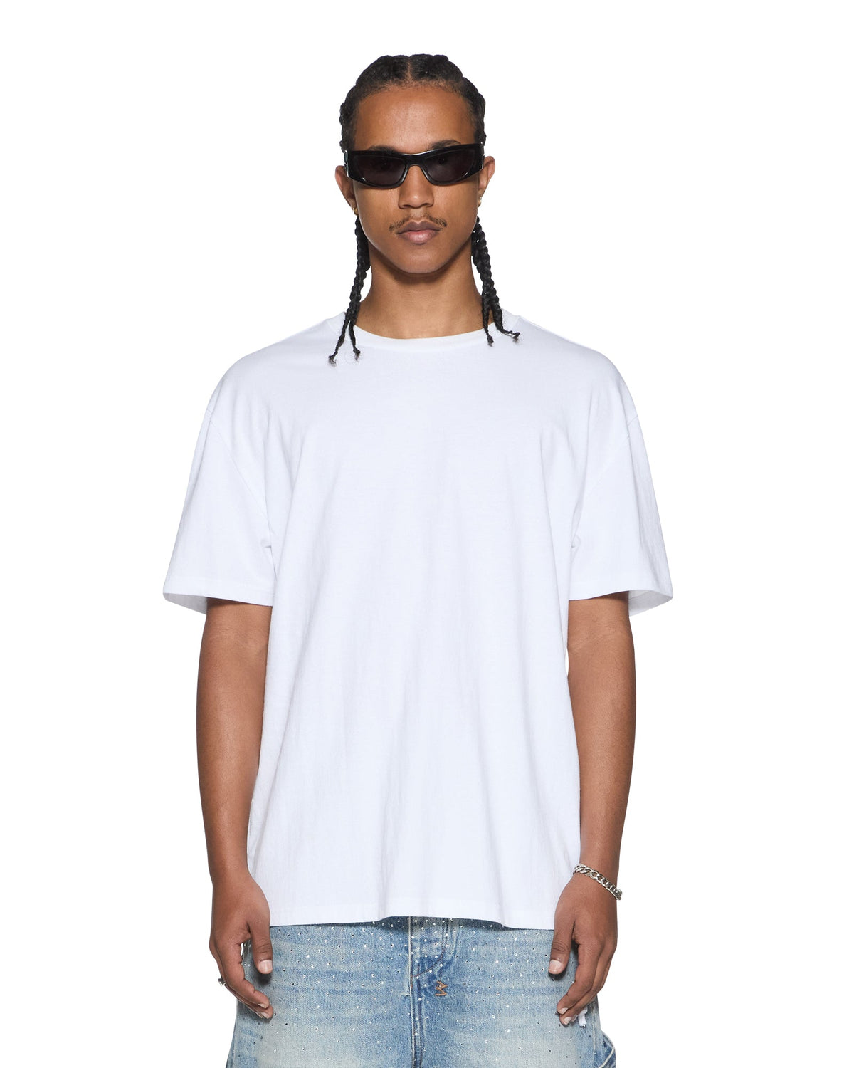 Mens 4x4 Biggie Ss Tee Tru White/blue Oversized Tees - White