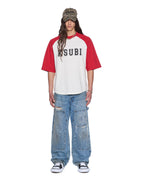 Mens 99 Biggie Raglan Ss Tee Red Oversized Tees - Multi Colour