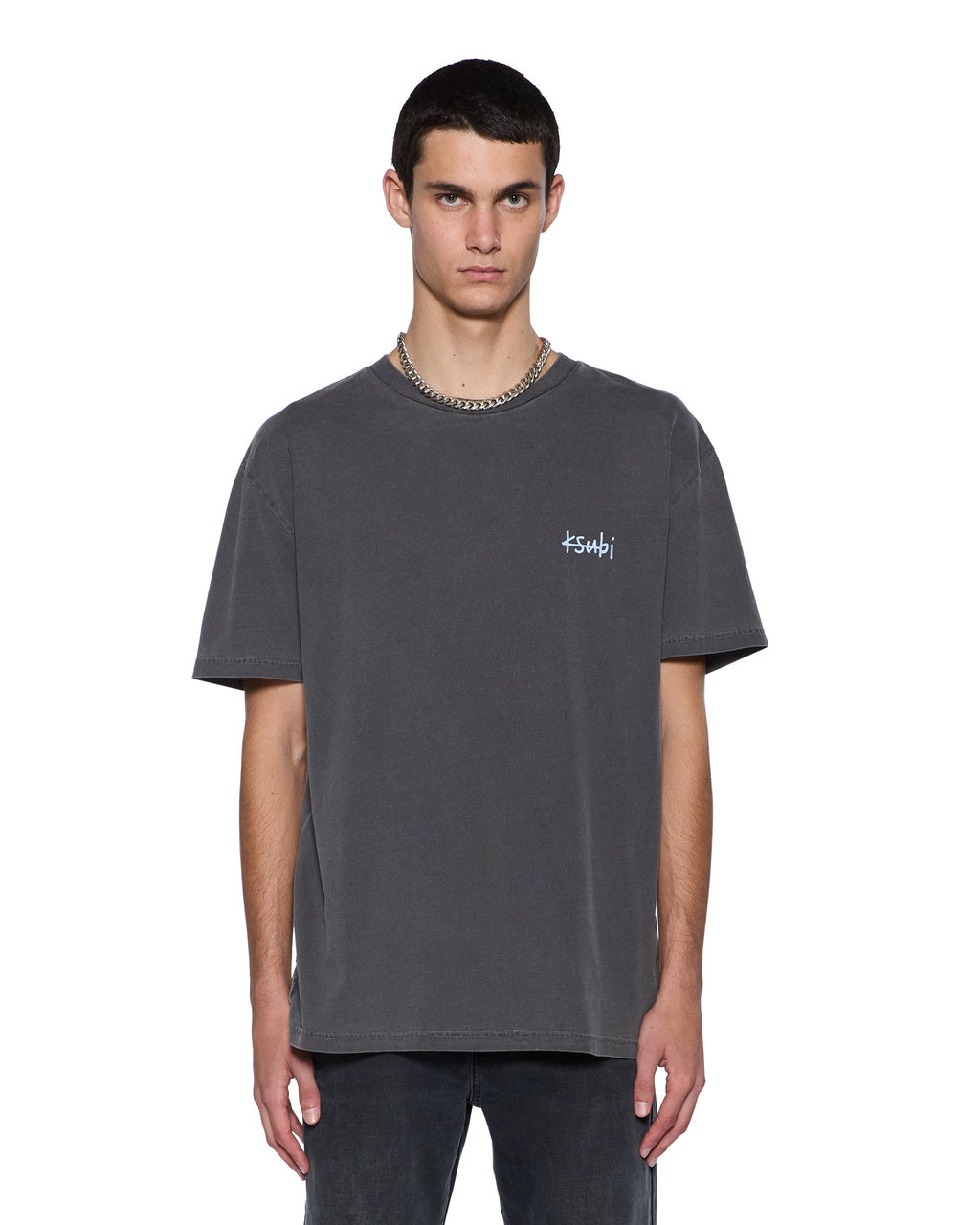 Mens All Day Biggie Ss Tee Charcoal Oversized Tees - Grey