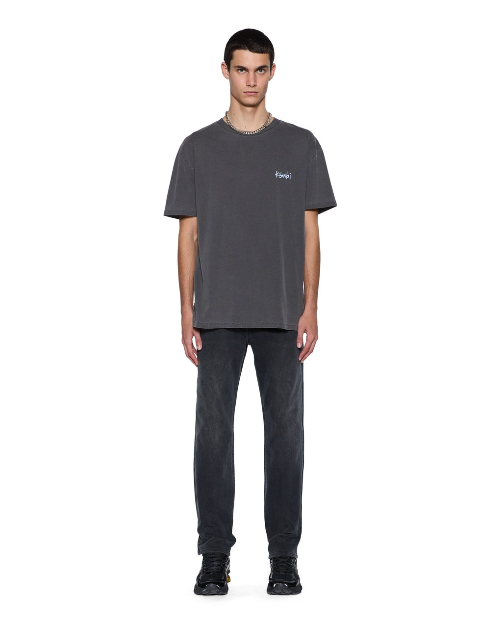 Mens All Day Biggie Ss Tee Charcoal Oversized Tees - Grey