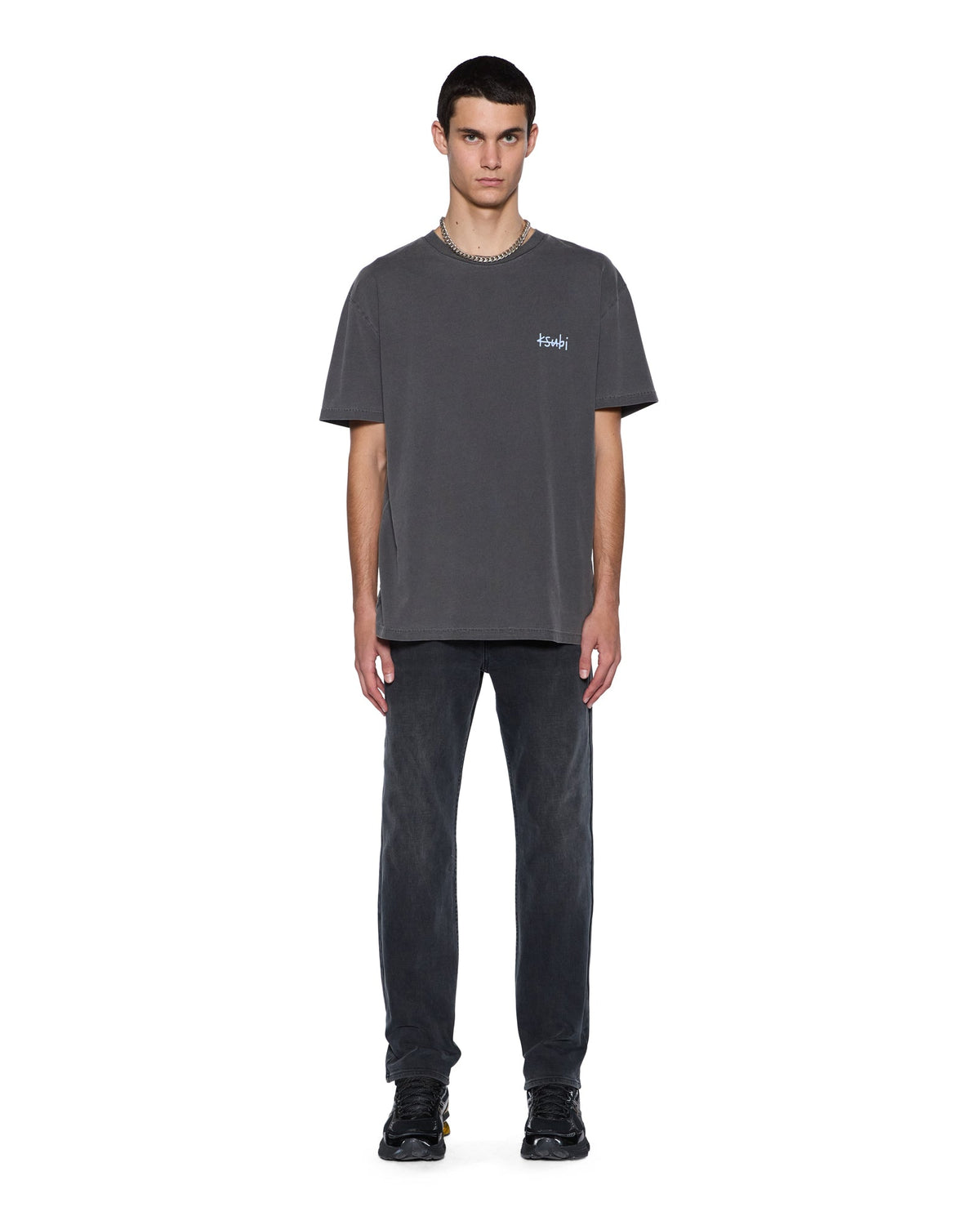 Mens All Day Biggie Ss Tee Charcoal Oversized Tees - Grey