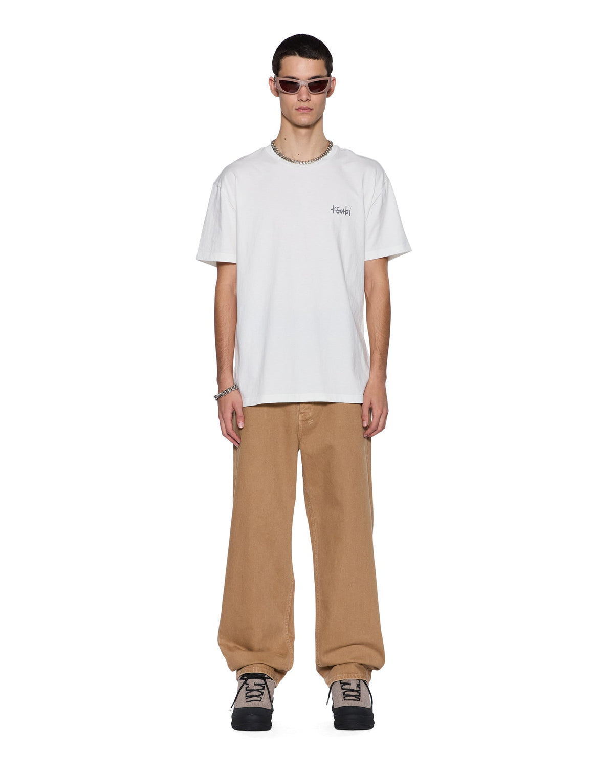 Mens All Day Biggie Ss Tee Vintage White Oversized Tees - Beige