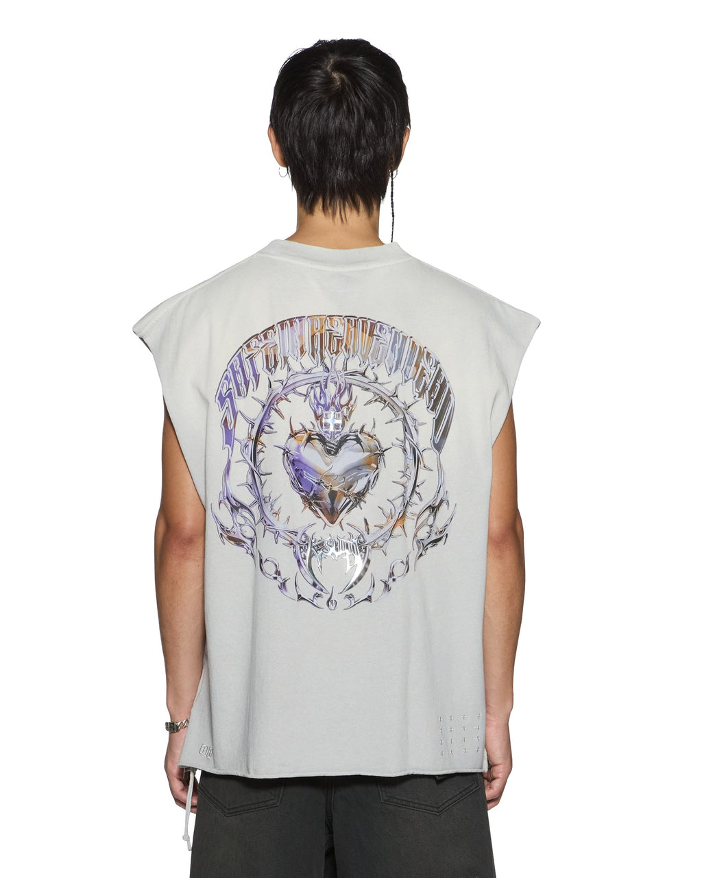 Mens Anguish Cut Off Tank Krete Grey Regular Tees - Grey