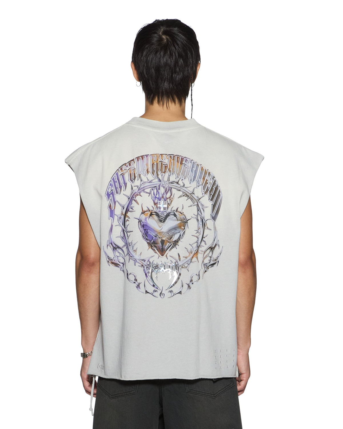 Mens Anguish Cut Off Tank Krete Grey Regular Tees - Grey