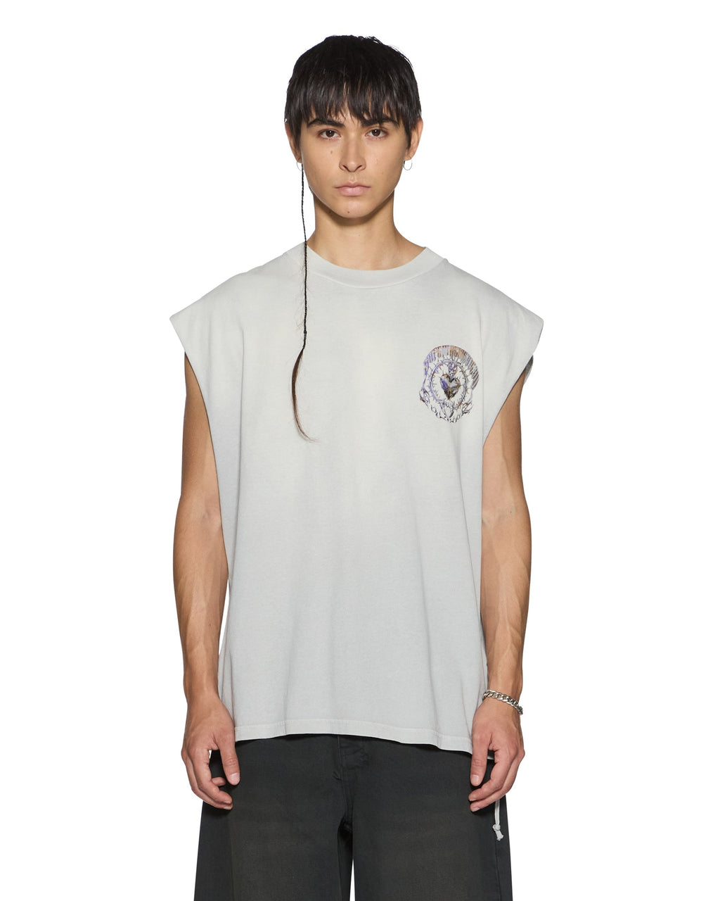 Mens Anguish Cut Off Tank Krete Grey Regular Tees - Grey