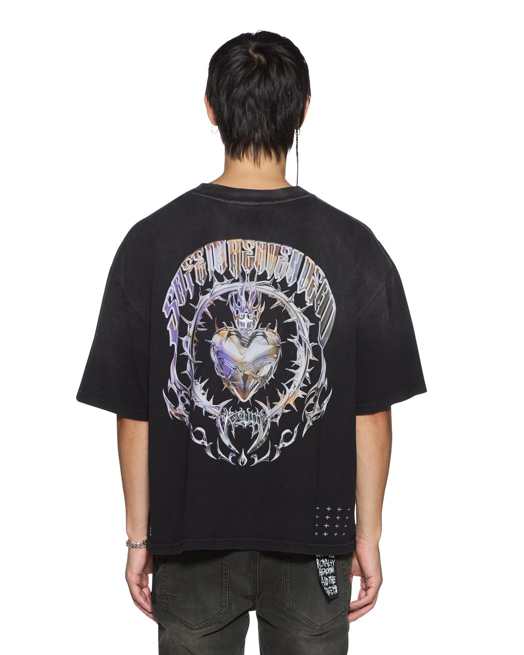 Mens Anguish Halen Ss Tee Jet Black Baggy Tees - Black