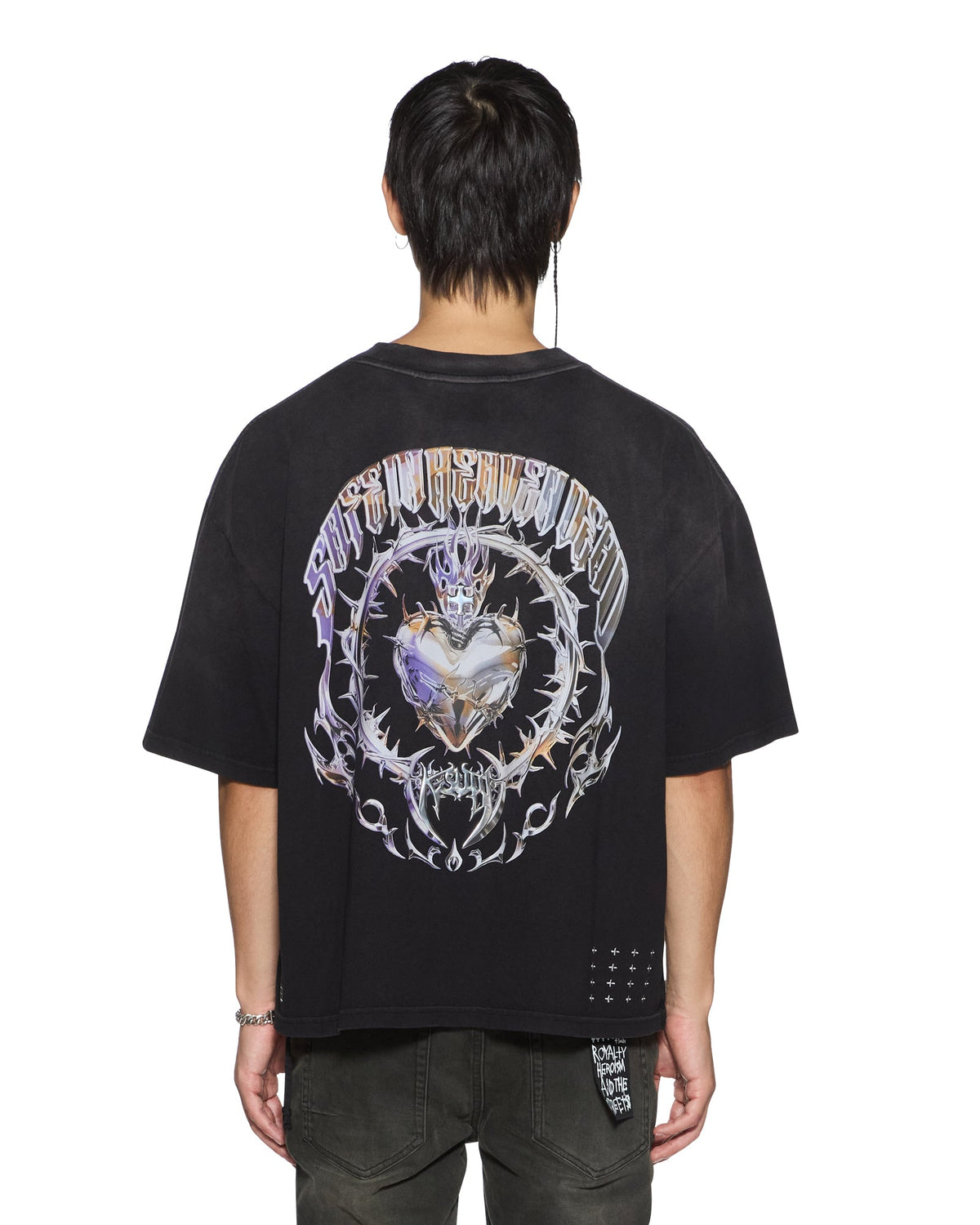 Mens Anguish Halen Ss Tee Jet Black Baggy Tees - Black