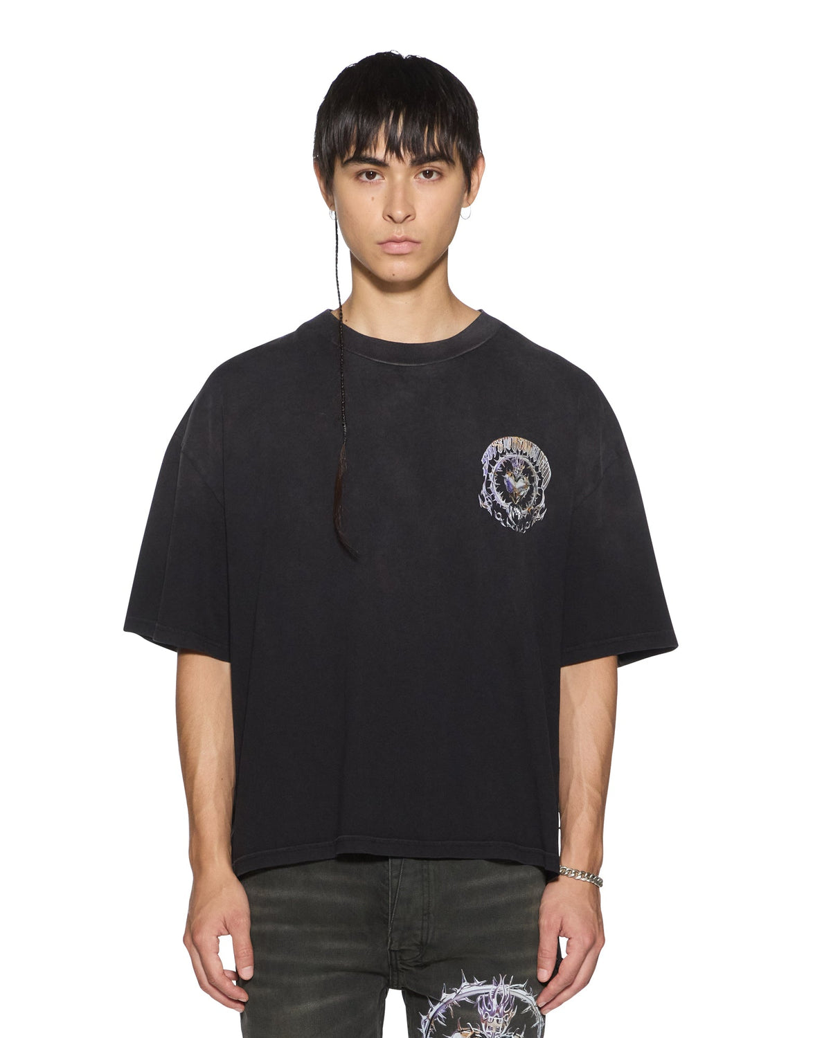Mens Anguish Halen Ss Tee Jet Black Baggy Tees - Black