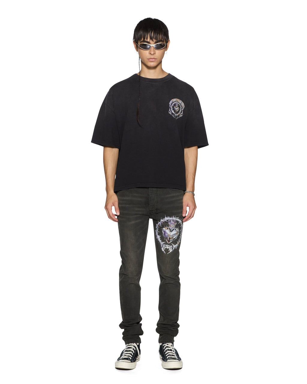 Mens Anguish Halen Ss Tee Jet Black Baggy Tees - Black