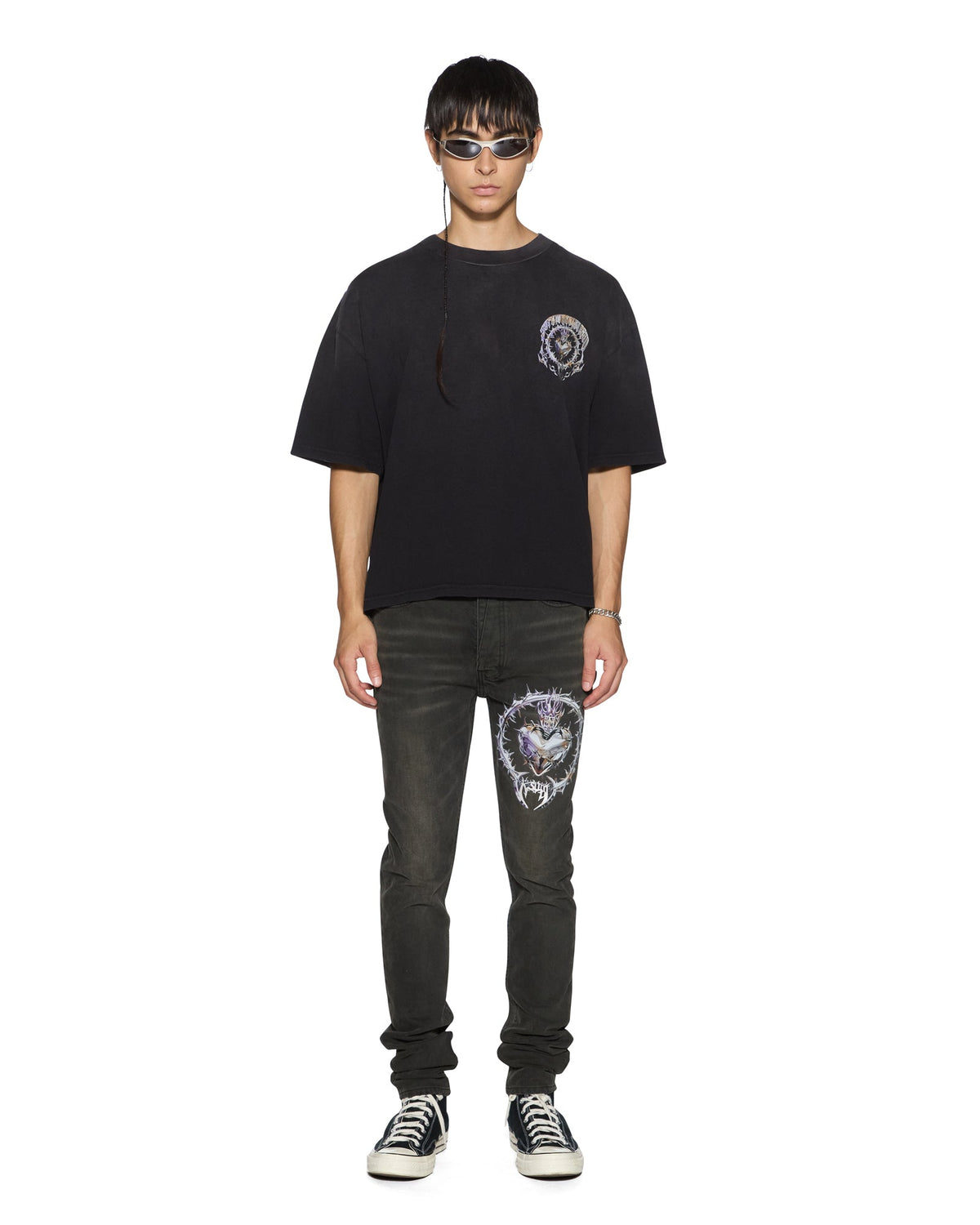 Mens Anguish Halen Ss Tee Jet Black Baggy Tees - Black