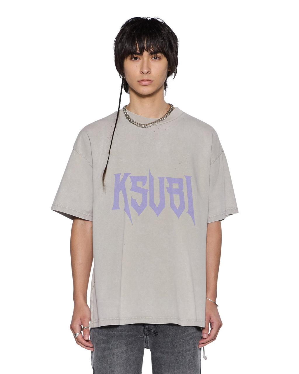 Mens Blasted Ekcess Ss Tee Smoke Grey Oversized Tees - Grey