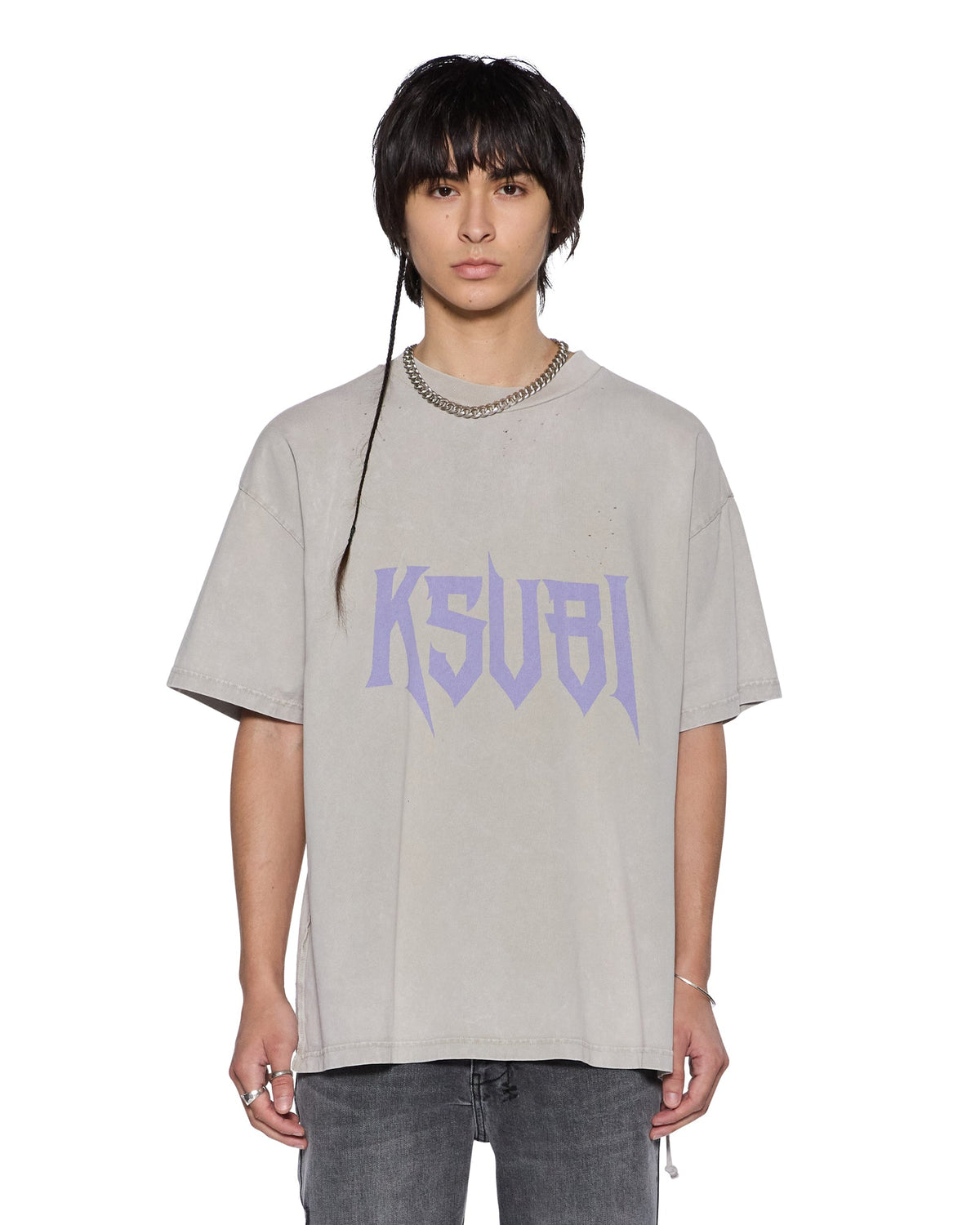 Mens Blasted Ekcess Ss Tee Smoke Grey Oversized Tees - Grey