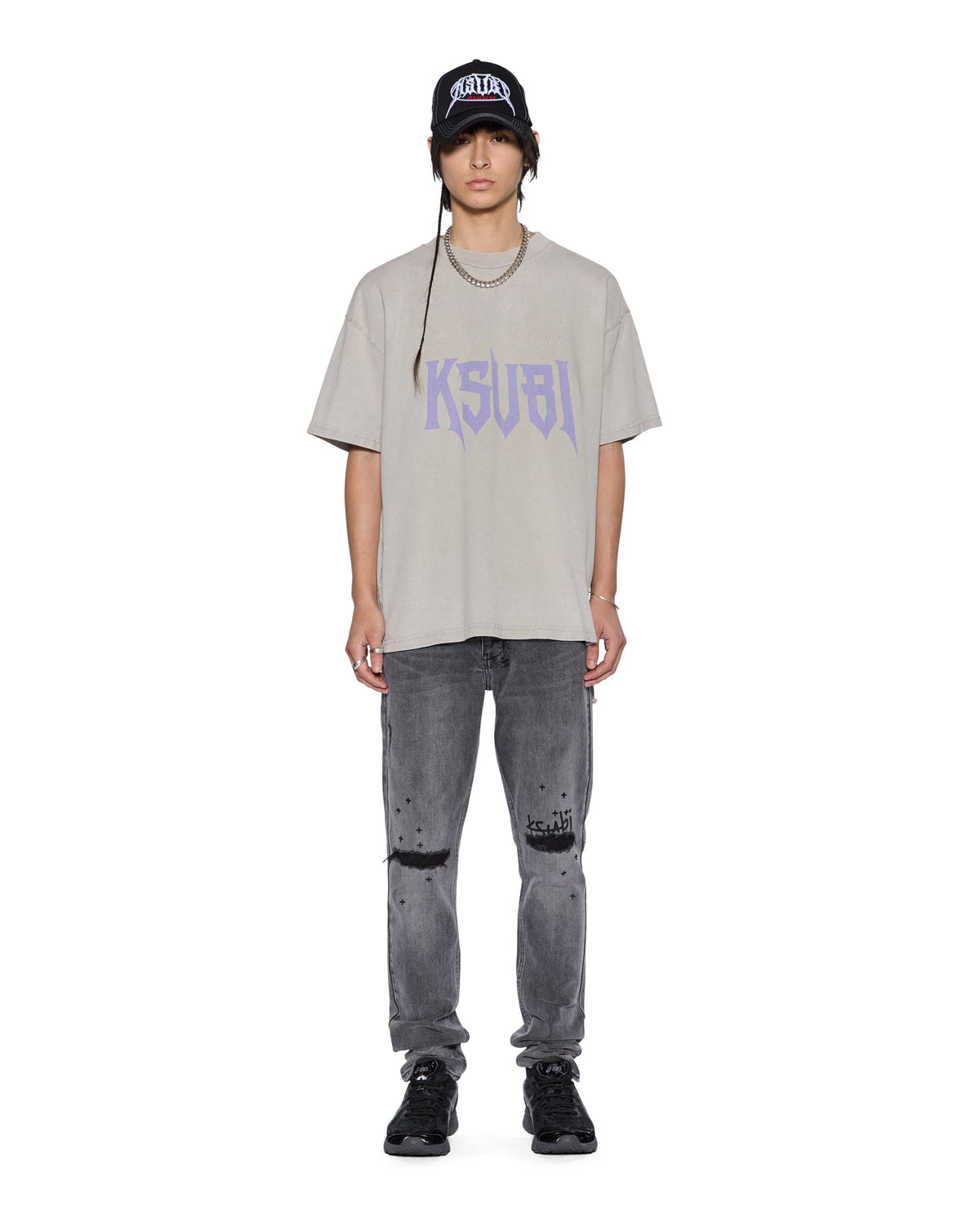 Mens Blasted Ekcess Ss Tee Smoke Grey Oversized Tees - Grey