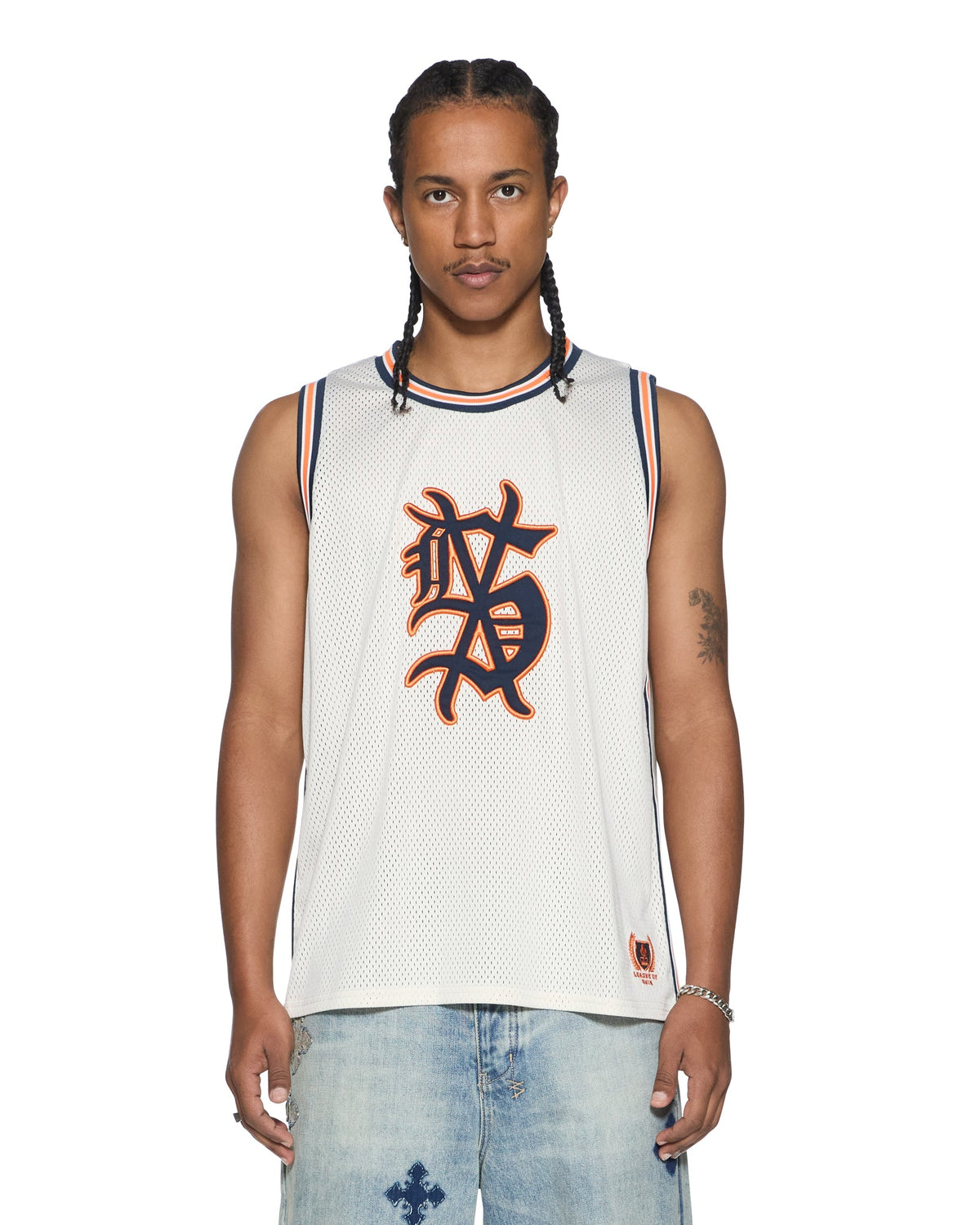 Mens Bolter Mesh Debut Singlet Ecru Regular Fashion Tops - Beige