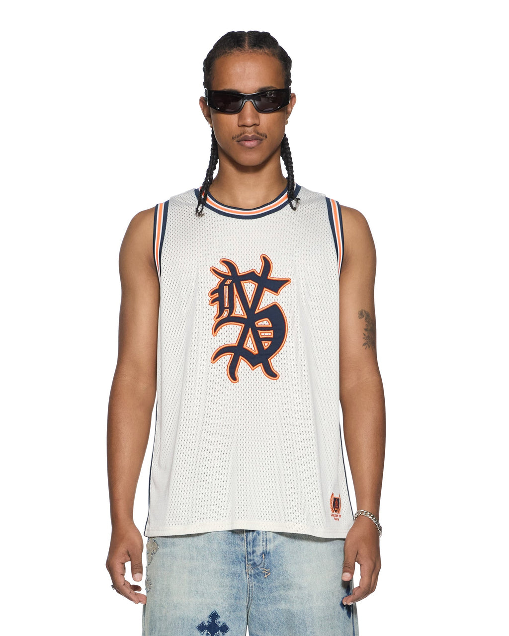 Mens Bolter Mesh Debut Singlet Ecru Regular Fashion Tops - Beige