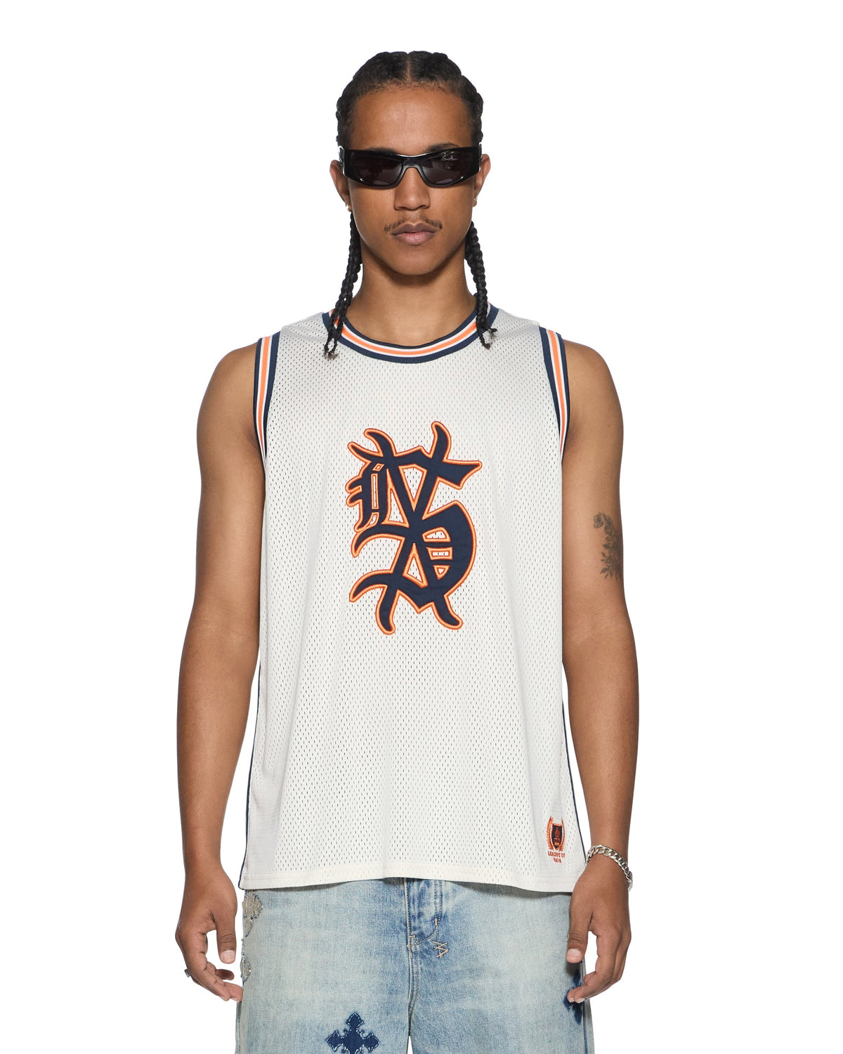 Mens Bolter Mesh Debut Singlet Ecru Regular Fashion Tops - Beige