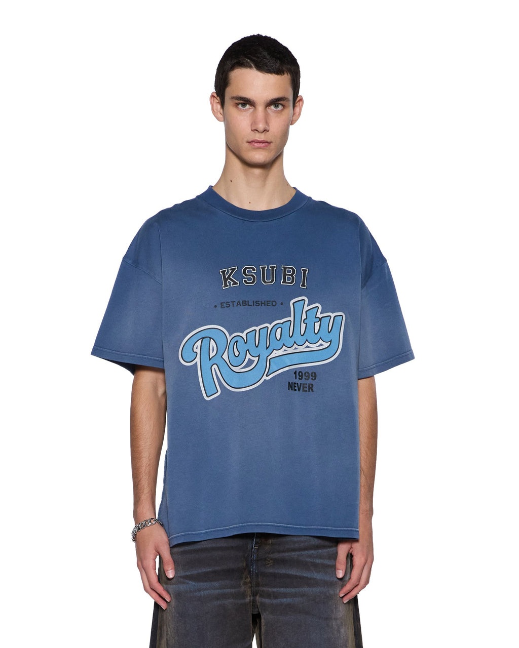 Mens Champions Ekcess Ss Tee Ink Fade Oversized Tees - Navy